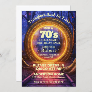 Time Portal 70s Disco Night Birthday Party Invitation