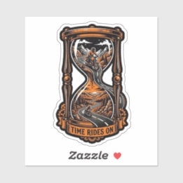 Time Rides On Hourglass Sticker — Biker Decal