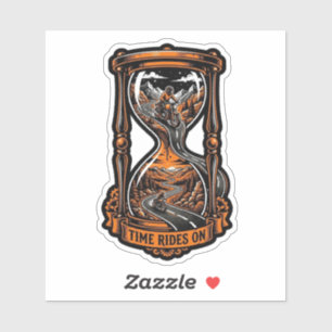 Time Rides On Hourglass Sticker — Biker Decal