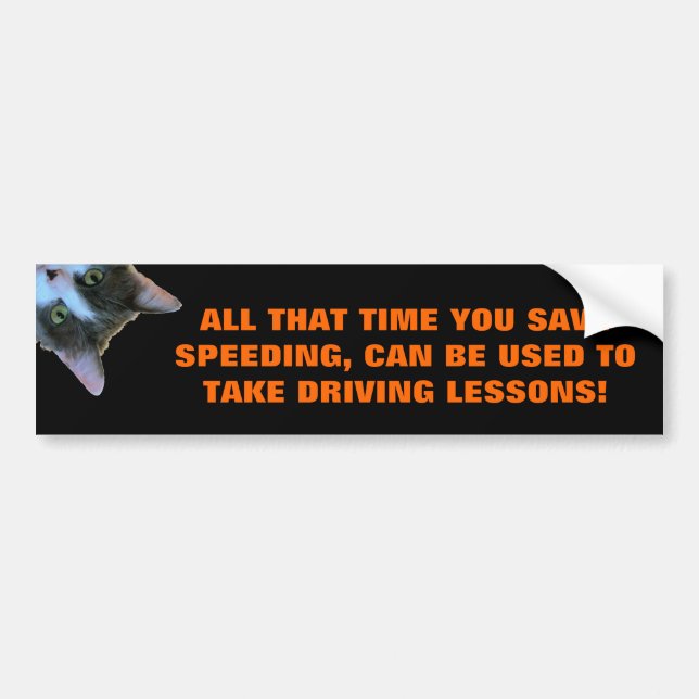 Time Saved Used On Driving Lessons Peeking Cat Bumper Sticker (Front)