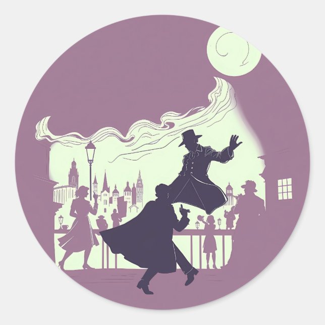 Time-Shadow Duel: Retro Noir Fantasy Sticker  (Front)