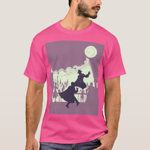 Time-Shadow Duel: Retro Noir Fantasy T shirt