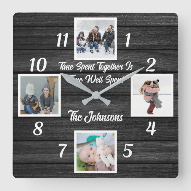 Time Spent Together Is Time Well Spent Photo  Square Wall Clock (Front)