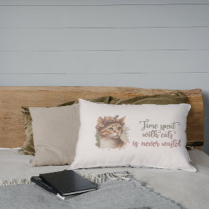 Time Spent With Cats Cute Cat Watercolor Design Pillowcase