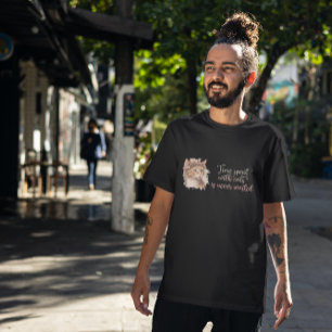 Time Spent With Cats Cute Cat Watercolor Design T-Shirt