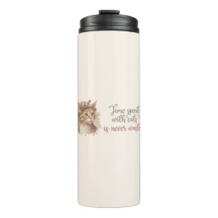 Time Spent With Cats Cute Cat Watercolor Design Thermal Tumbler