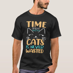 Time Spent With Cats Is Never Wasted Retro Matchin T-Shirt