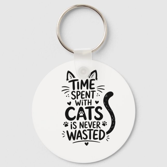 Time Spent With Cats Key Ring (Front)