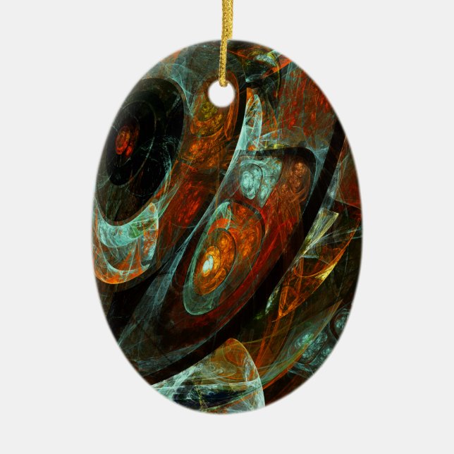 Time Split Abstract Art Ceramic Tree Decoration (Front)