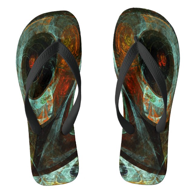 Time Split Abstract Art Flip Flops (Footbed)
