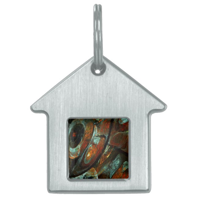 Time Split Abstract Art Pet ID Tag (Front)