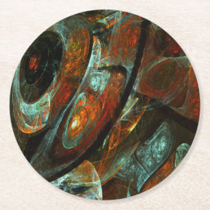 Time Split Abstract Art Round Paper Coaster