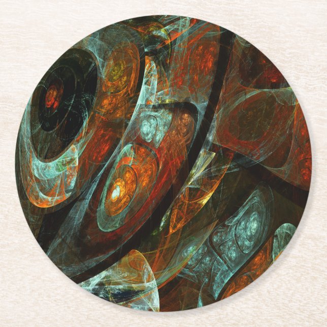 Time Split Abstract Art Round Paper Coaster (Front)