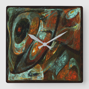 Time Split Abstract Art Square Wall Clock