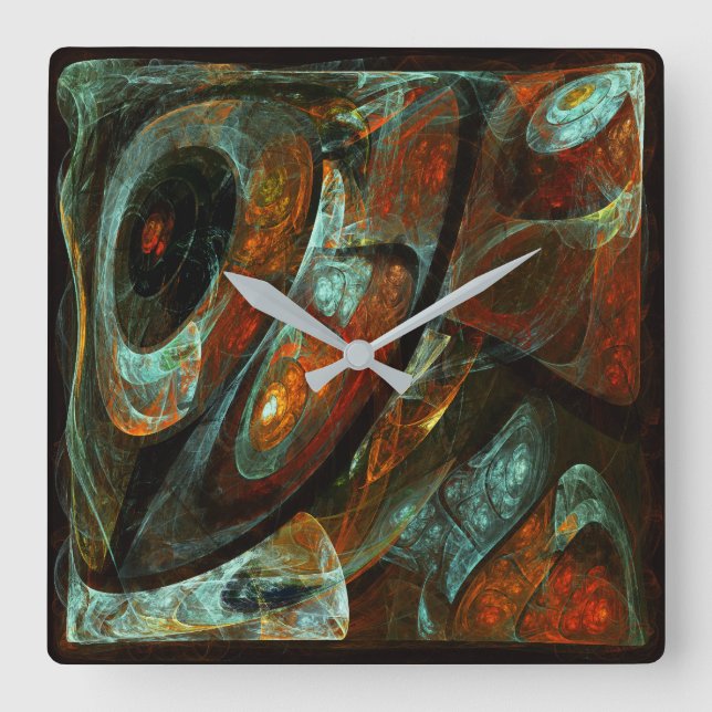 Time Split Abstract Art Square Wall Clock (Front)