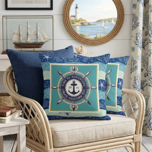 Time To Adventure Custom Maritime Boat Name Cushion