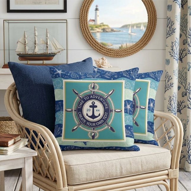 Time To Adventure Custom Maritime Boat Name Cushion (Creator Uploaded)