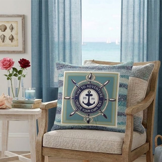 Time To Adventure Custom Maritime Boat Name Cushion (Creator Uploaded)