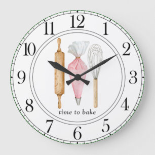 Time To Bake Baker's Tools Baker's Large Clock