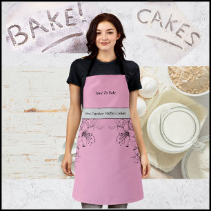 Time to Bake Pink and Black Apron