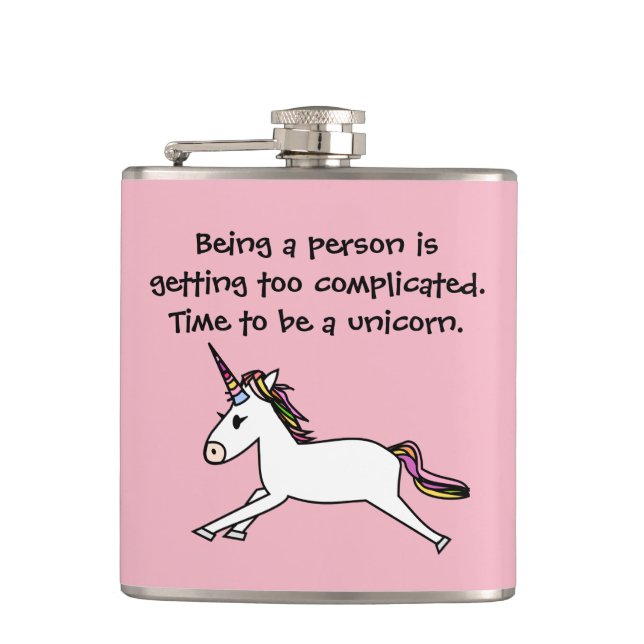Time to be a unicorn (flask) hip flask (Front)