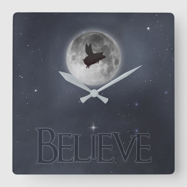time to believe-flying pig clock (Front)