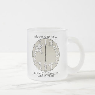 Time To Believe-Little Boy and Clock Frosted Glass Coffee Mug
