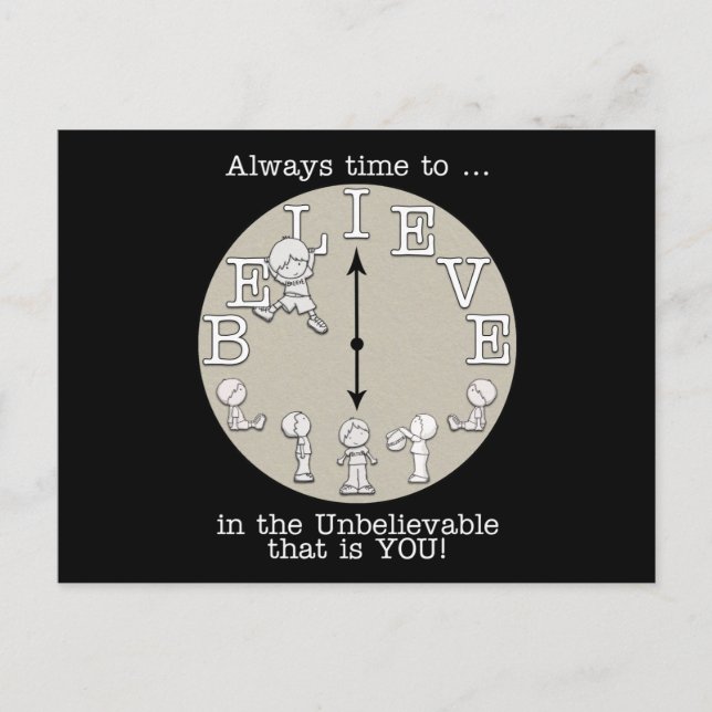 Time To Believe-Little Boy and Clock Postcard (Front)