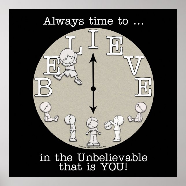 Time To Believe-Little Boy and Clock Poster (Front)