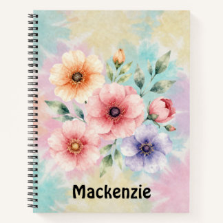 Time To Bloom Tie Dye Florals Personalised  Notebook