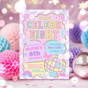 Time To Celebr-Eight Preppy Varsity 8th Birthday Invitation