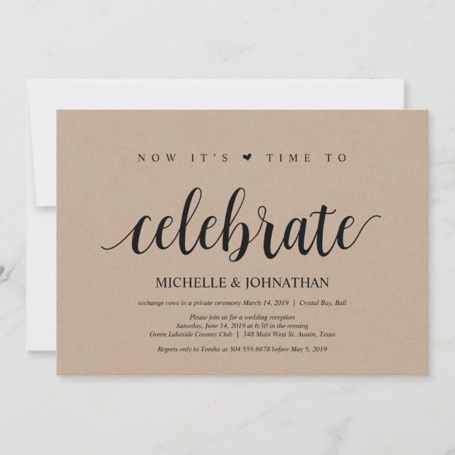 time to celebrat wedding elopement invites (Front)