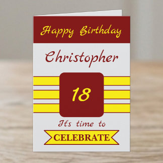 Time to celebrate name 18th birthday burgundy card