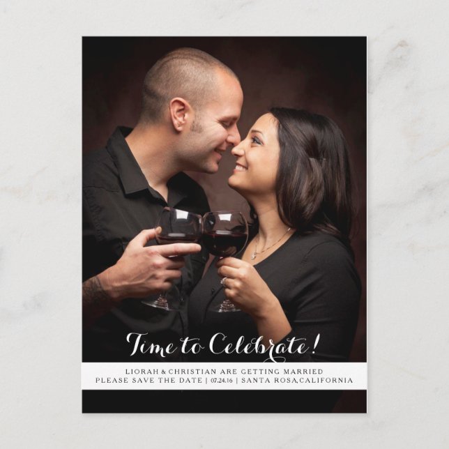Time to Celebrate Save the Date Postcard (Front)