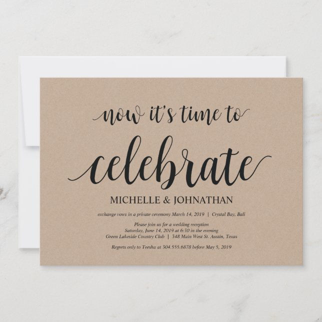 time to celebrate, wedding elopement invites (Front)