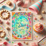 Time to Celebrate Whimsical Hearts Colourful Card<br><div class="desc">A trendy colourful floral heart Inspirivity birthday card to send to your girlfriends, nieces, grandmothers, granddaughters, sisters or coworkers…anyone really! The bright vivid colours and fun flower artwork will be a nice surprise for whoever receives it. Zazzle offers volume discounts for anyone wishing to purchase inspirivity cards for their stores....</div>