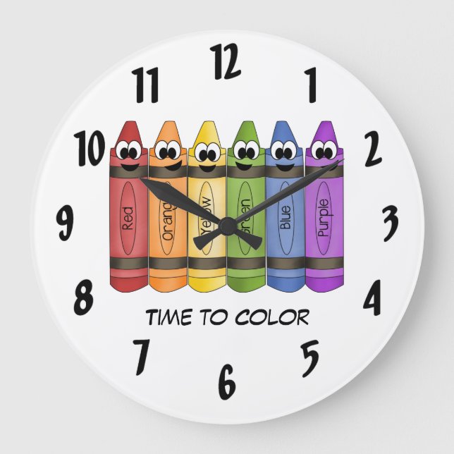 Time To Colour Crayon Large Clock (Front)