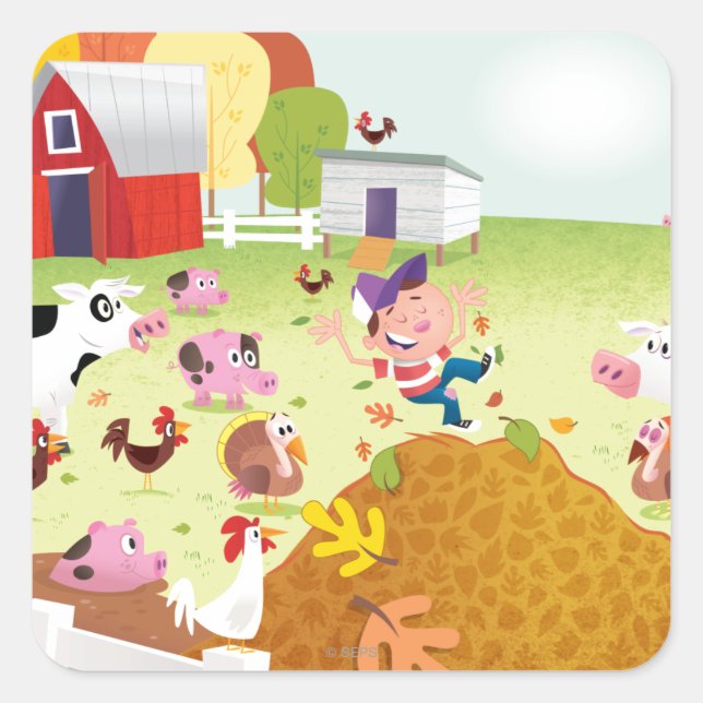 Time to Count - Farmyard Square Sticker (Front)