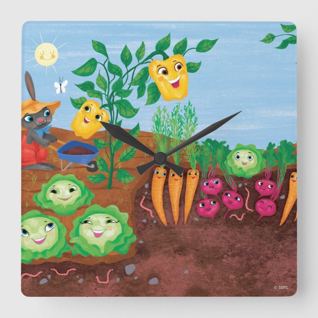 Time To Count-Garden Square Wall Clock (Front)