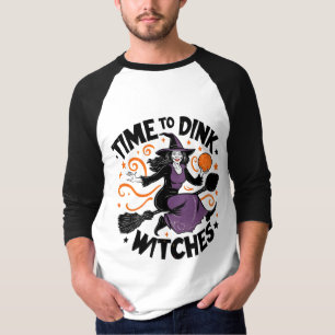 Time to Dink Witches Spooky Pickleball Halloween   T-Shirt