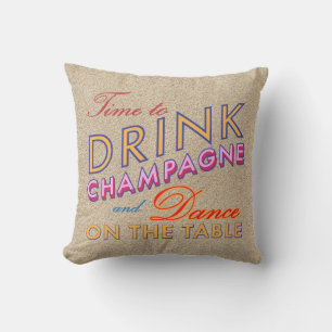 Time to Drink Champagne Beach Sand Outdoor Pillow