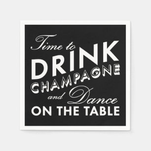 Time to Drink Champagne - black Napkin