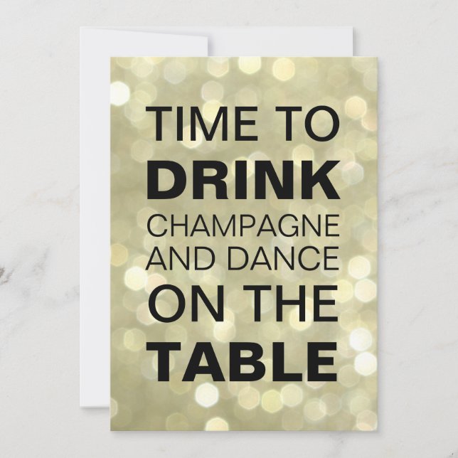 Time to Drink Champagne Gold 50th Birthday Invite (Front)