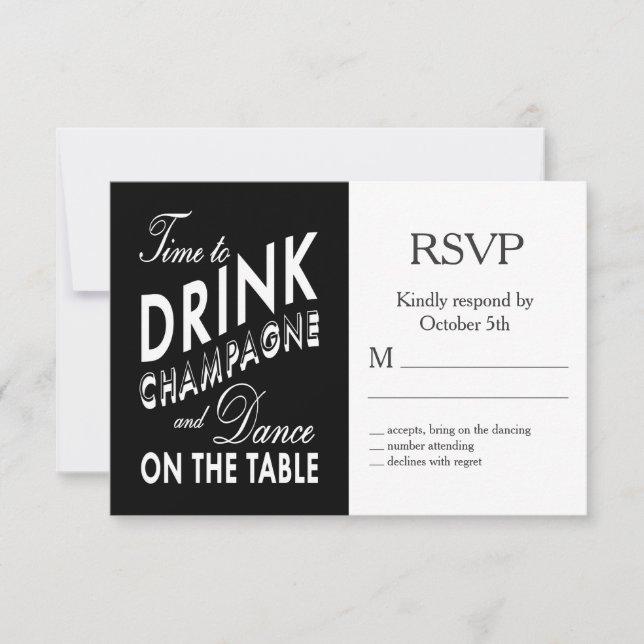 Time to Drink Champagne Halloween Wedding RSVP (Front)