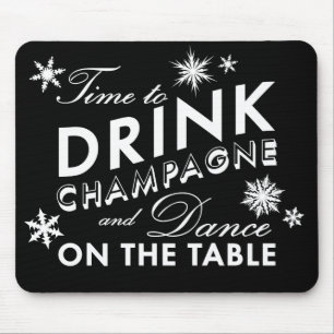 Time to Drink Champagne Holiday Black Mouse Pad