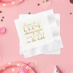Time to Drink Champagne Quote Gold Wedding Napkin