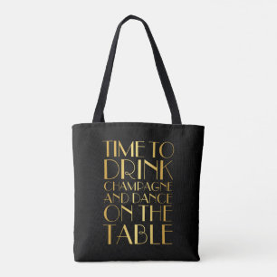 Time to Drink Champagne Tote - gold