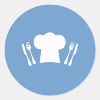 Time to Eat! Chef Hat, Knife and Fork Classic Round Sticker