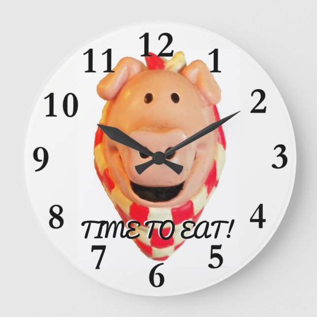 Time To Eat, Cute Pig Large Clock (Front)