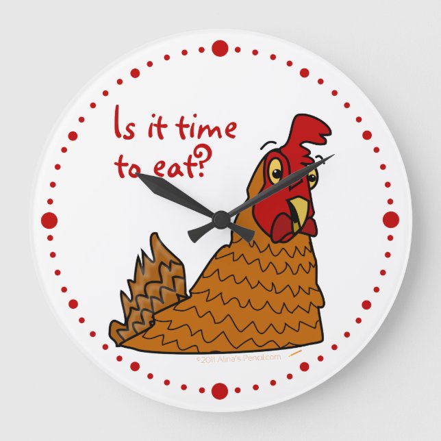 Time to Eat Funny Chicken Lovers Hen Wall Clock (Front)